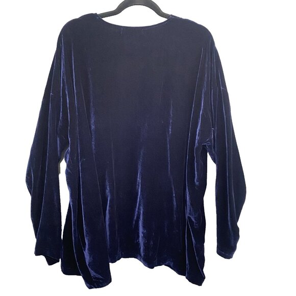 Vtg BRYAN EMERSON Women Velvet Cardigan OS Blue Button Front Event Casual 93-10 - Picture 2 of 9